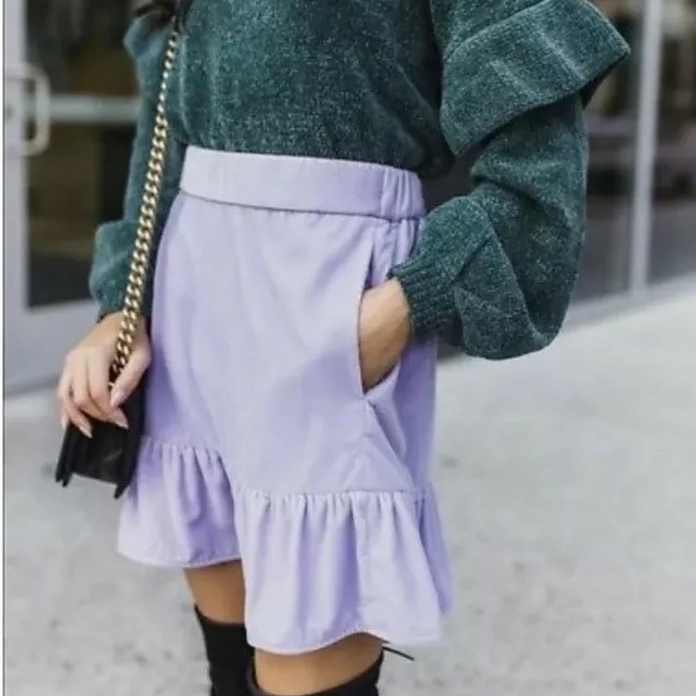 J CREW Velvet Peplum Skirt Light Thistle XXS - Picture 4 of 4